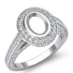 1.65Ct Halo Pave Setting Diamond Engagement Oval Semi Mount Ring Platinum 950 - javda.com 