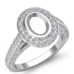 1.65Ct Halo Pave Setting Diamond Engagement Oval Semi Mount Ring 14k White Gold - javda.com 