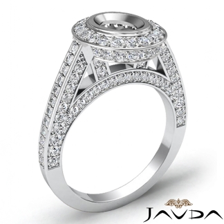 1.25Ct Halo Pave Setting Diamond Engagement Oval Semi Mount Ring 18k Gold White