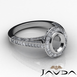 1.25Ct Halo Pave Setting Diamond Engagement Oval Semi Mount Ring 18k Gold White