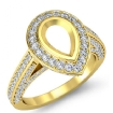 1.65Ct Halo Pave Setting Diamond Engagement Pear Semi Mount Ring 18k Yellow Gold - javda.com 