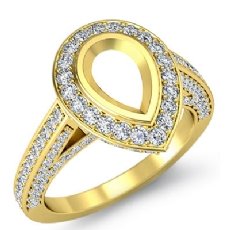 Halo Pave Setting Diamond Engagement Pear Semi Mount Ring 14k Gold Yellow (1.65Ct. tw.)