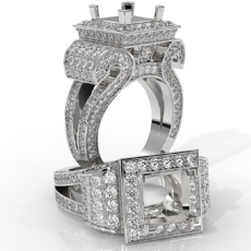 Diamond Princess Antique & Vintage Semi Mount Engagement Halo Setting Ring 14K White Gold 2.25ct.