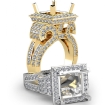 Diamond Princess Antique & Vintage Semi Mount Engagement Halo Setting Ring 14k Yellow Gold 2.25Ct - javda.com 