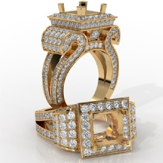 Diamond Princess Antique & Vintage Semi Mount Engagement Halo Setting Ring 14k Gold Yellow  (2.25Ct. tw.)