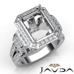 Emerald Diamond Vintage Semi Mount Engagement Ring 18k White Gold Halo 2.4Ct - javda.com 