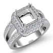 1.25Ct Halo Diamond Engagement Princess Semi Mount Ring Platinum 950 - javda.com 
