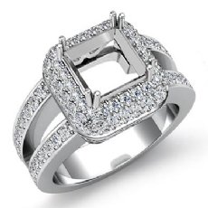 1.25 CT Halo Diamond Engagement Princess Semi Mount Ring 14K W Gold