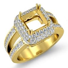 Halo Diamond Engagement Princess Semi Mount Ring 18k Gold Yellow (1.25Ct. tw.)