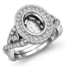 1.65 Ctw Diamond Engagement Ring Halo 14k White Gold Oval Semi Mount