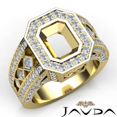 Emerald Semi-Mount Vintage Diamond Engagement Ring Halo Pave Setting 14k Gold Yellow  (2.3Ct. tw.)