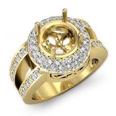 Diamond Engagement Ring 18k Gold Yellow Round Semi Mount Halo  (1.35Ct. tw.)
