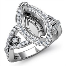 1.75 Ctw Diamond Engagement Ring Marquise Semi Mount Halo 14k W Gold