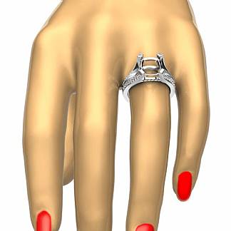 0.45Ct Cushion Diamond Engagement Split Shank Ring 14k Gold White Semi Mount Setting