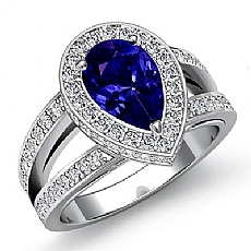 Split Shank Halo Pave Setting diamond Ring 18k Gold White