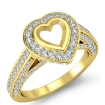 1.65Ct Halo Pave Setting Diamond Engagement Heart Semi Mount Ring 14k Yellow Gold - javda.com 