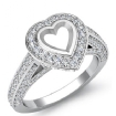 1.65Ct Halo Pave Setting Diamond Engagement Heart Semi Mount Ring 14k White Gold - javda.com 