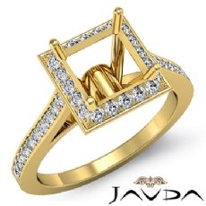 Princess Diamond Engagement Ring 14k Gold Yellow Halo Setting Semi Mount  (0.7Ct. tw.)