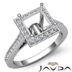 Princess Diamond Engagement Ring 18k White Gold Halo Setting Semi Mount 0.7Ct - javda.com 