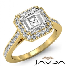 Bezel Accent Halo Pave diamond  14k Gold Yellow