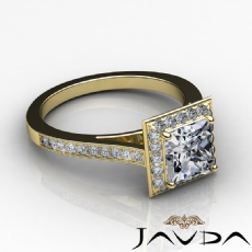 Bezel Accent Halo Pave diamond Ring 14k Gold Yellow