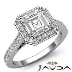 Halo Pave Bezel Set diamond  14k Gold White