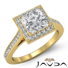 Halo Pave Bezel Set diamond  18k Gold Yellow