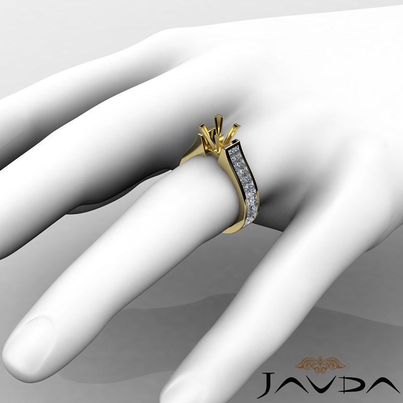 Invisible Shank Sidestone diamond Ring 14k Gold Yellow