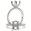 French U Pave Hidden Halo Oval Cut Semi Mount Engagement Ring Platinum 950 0.48Ct - javda.com 