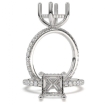 Princess Semi Mount French U Pave Hidden Halo Engagement Ring 14k White Gold 0.48Ct - javda.com 