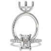 Hidden Halo French U Pave Emerald Semi Mount Engagement Ring 14k White Gold 0.48Ct - javda.com 