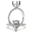 Pear Semi Mount French U Pave Hidden Halo Engagement Ring Platinum 950 0.49Ct - javda.com 