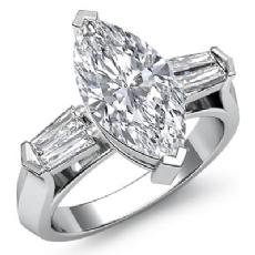 Classic Baguette 3 Stone diamond Ring 14k Gold White