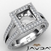 Halo Pave Diamond Engagement Ring 14k White Gold Princess Semi Mount 1.5Ct - javda.com 