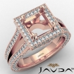 Halo Pave Diamond Engagement Ring 18k Rose Gold Princess Semi Mount 1.5Ct - javda.com 