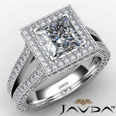 Split Shank Halo Micropave diamond Ring 14k Gold White
