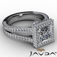 Split Shank Halo Micropave diamond Ring 14k Gold White