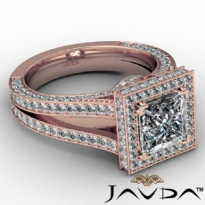 Split Shank Halo Micropave diamond Ring 18k Rose Gold
