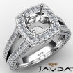 Halo Pave Set Diamond Engagement Ring 14k White Gold Cushion Semi Mount 1.5Ct - javda.com 