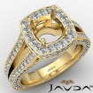 Halo Pave Set Diamond Engagement Ring 14k Yellow Gold Cushion Semi Mount 1.5Ct - javda.com 