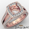 Halo Pave Set Diamond Engagement Ring 14k Rose Gold Cushion Semi Mount 1.5Ct - javda.com 
