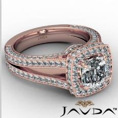 Crown Halo Pave Split Shank diamond Ring 14k Rose Gold