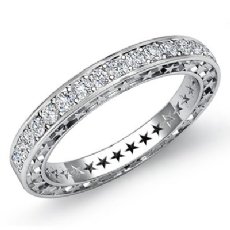 Round Diamond Star Eternity Wedding Band 14k White Gold Womens 0.45Ct