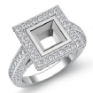 2.15Ct Diamond Engagement Ring 18k White Gold Princess Shape SemiMount Halo Setting - javda.com 