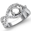 1/2Ct Diamond Engagement Ring Halo Pave Setting 14k White Gold Round Semi Mount