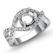 0.5Ct Diamond Engagement Ring Halo Pave Setting 14k White Gold Round Semi Mount - javda.com 