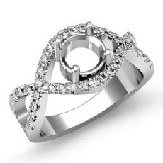 1/2Ct Diamond Engagement Ring Halo Pave Setting 14k White Gold Round Semi Mount