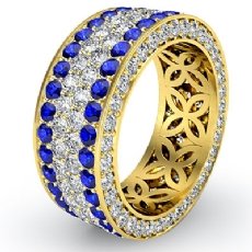 Pave Eternity Ring Sapphire Diamond Women's Wedding Band 18k Gold Yellow  (1.8Ct. tw.)