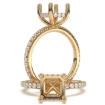Hidden Halo French Pave Asscher Semi Mount Engagement Ring Gold Y14k 0.47Ct