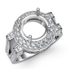 Diamond Engagement Round Ring 14K White Gold Halo Semi Mount 1.1Ctw